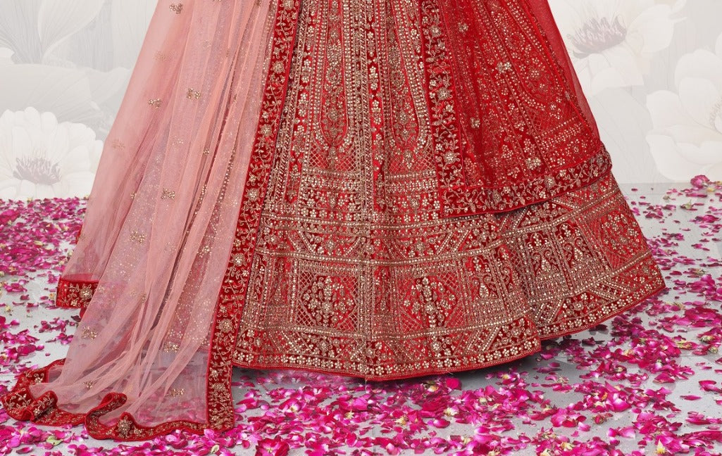 New Semi Stitiched Netted Lehenga Choli