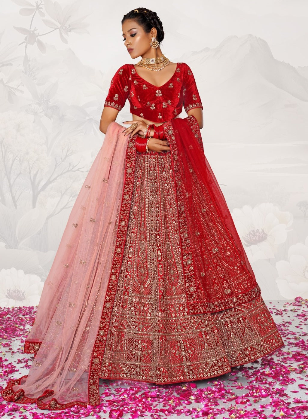 New Semi Stitiched Netted Lehenga Choli