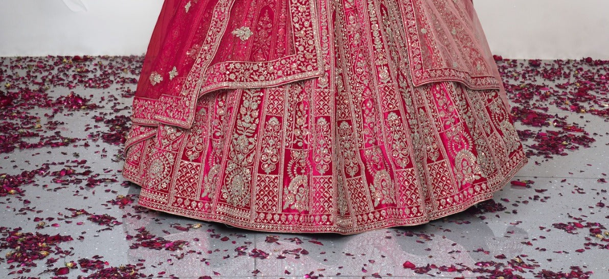 New Semi Stitiched Velvet Bridal Lehenga Choli