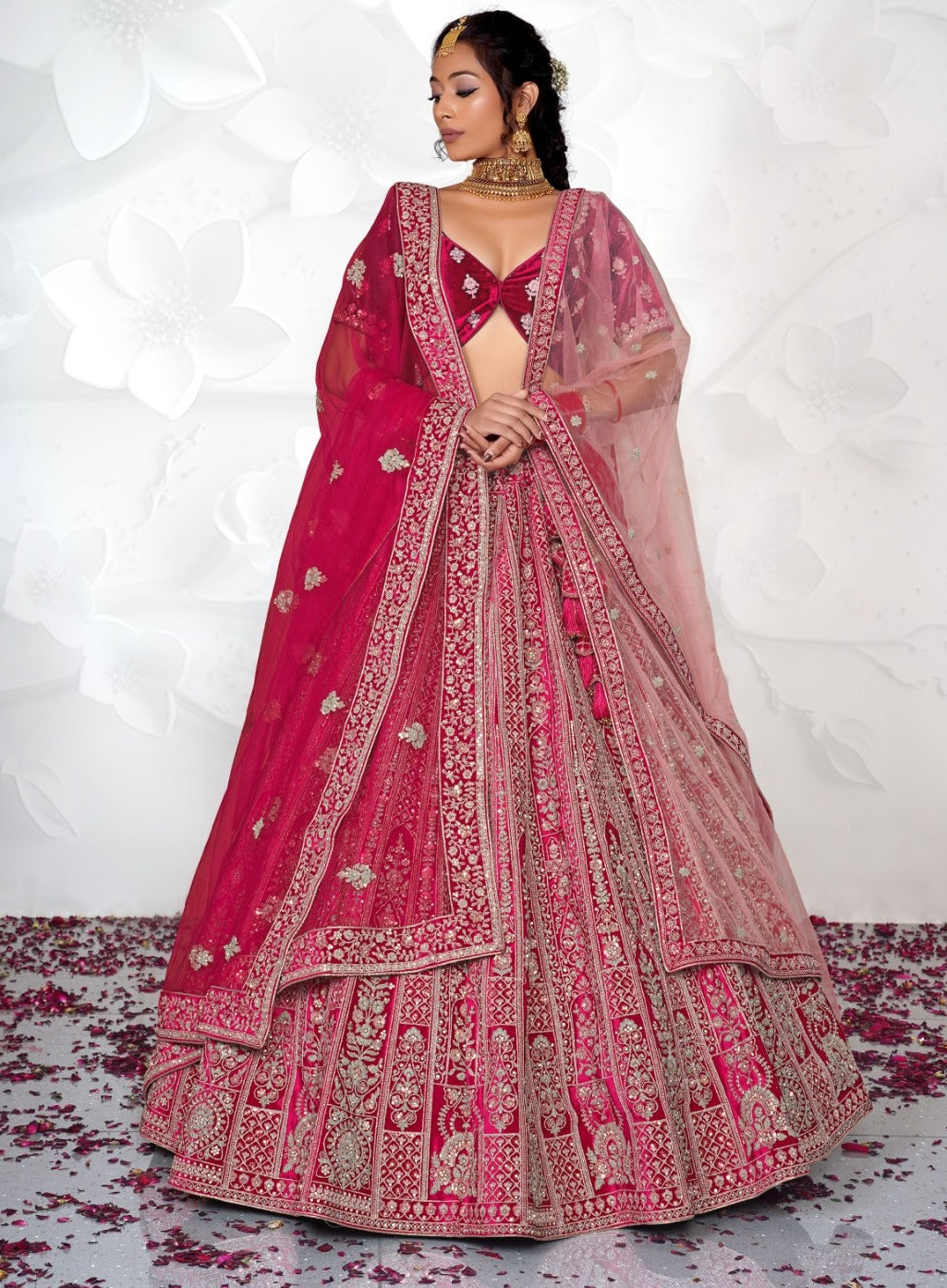 New Semi Stitiched Netted Lehenga Choli