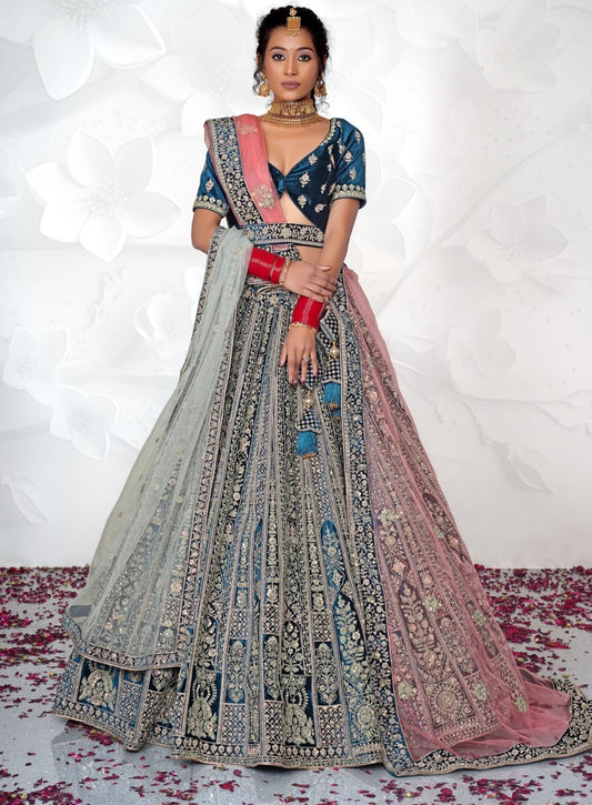 New Semi Stitiched Netted Lehenga Choli