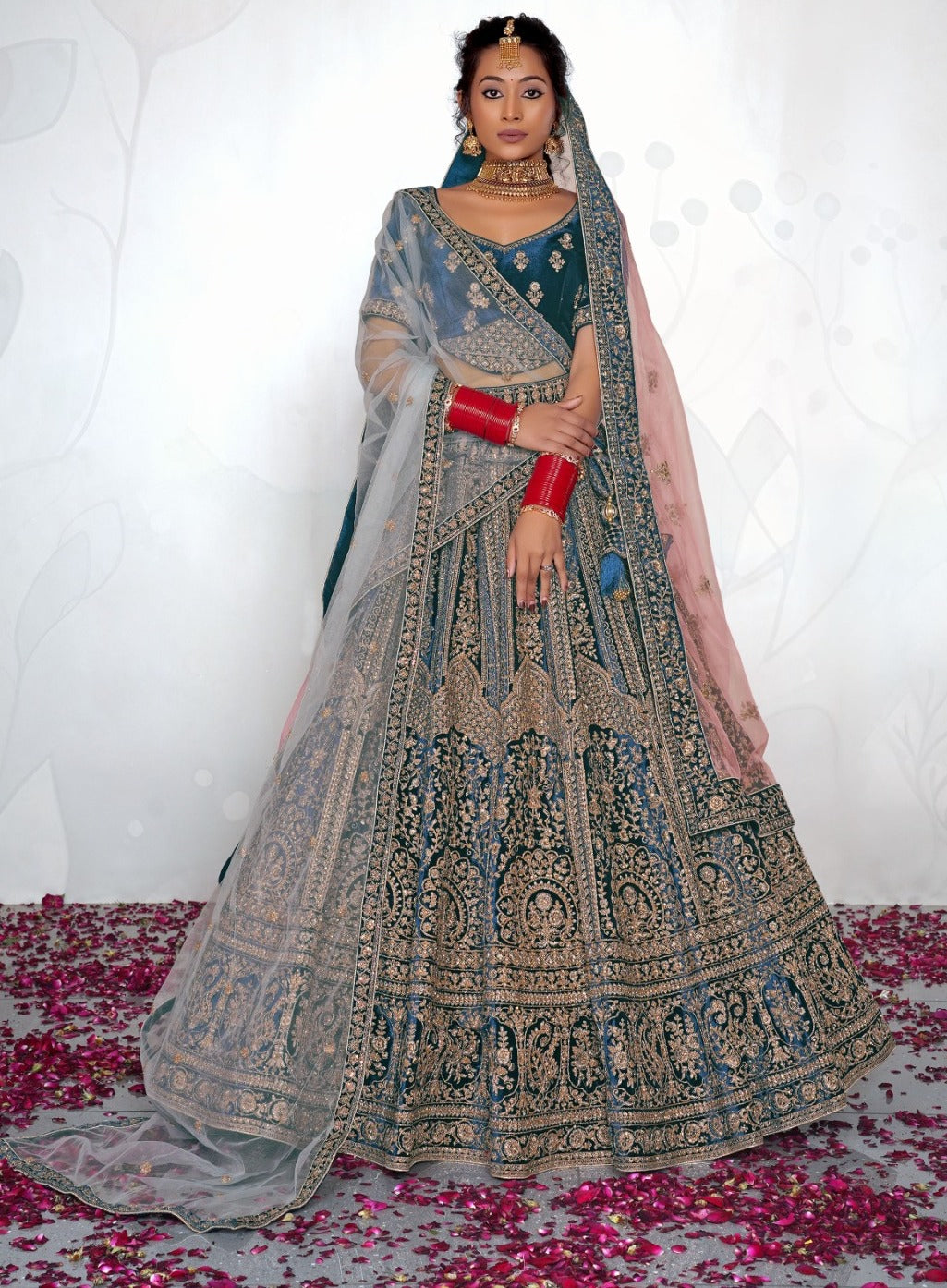 New Semi Stitiched Netted Lehenga Choli