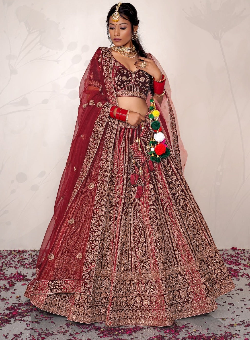 New Semi Stitiched Netted Lehenga Choli