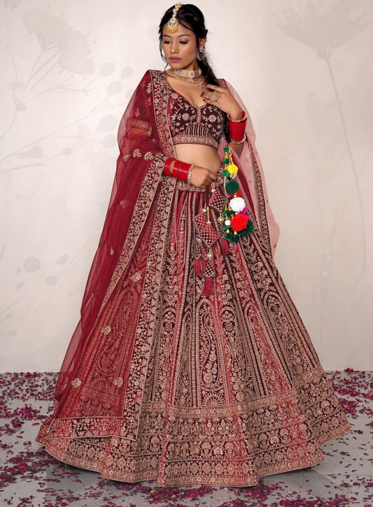 New Semi Stitiched Netted Lehenga Choli