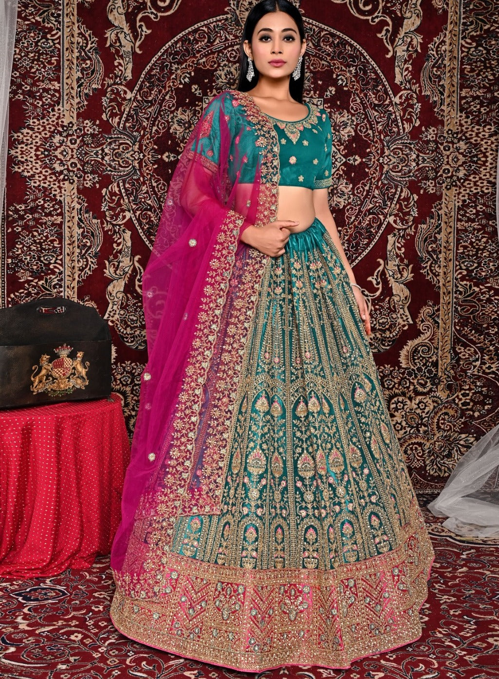 New Semi Stitiched Netted Lehenga Choli