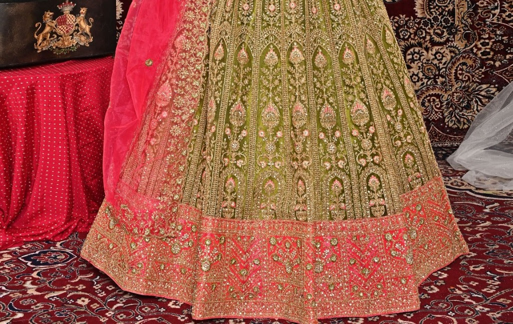 New Semi Stitiched Netted Lehenga Choli