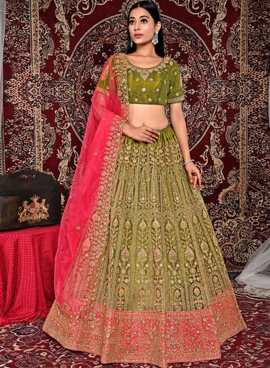 New Semi Stitiched Netted Lehenga Choli