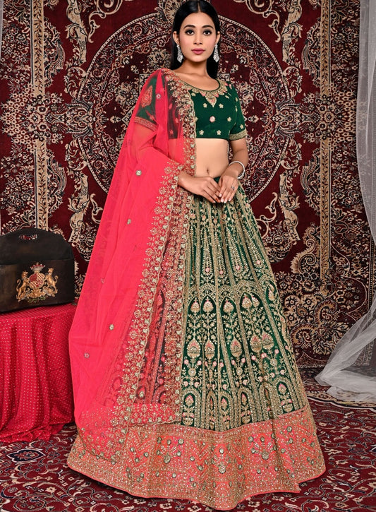 New Semi Stitiched Netted Lehenga Choli