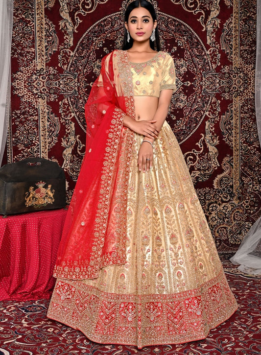 New Semi Stitiched Netted Lehenga Choli