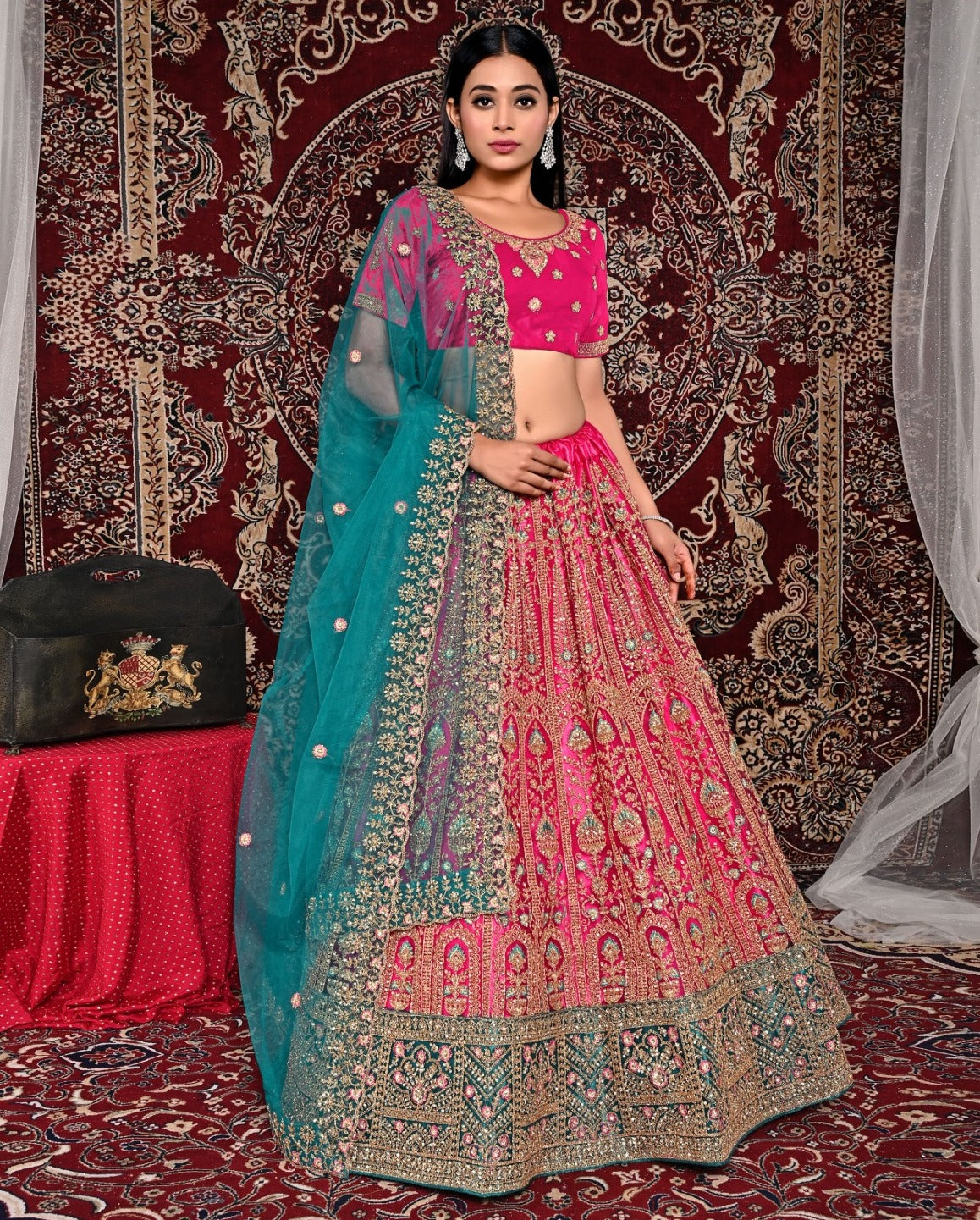 New Semi Stitiched Netted Lehenga Choli