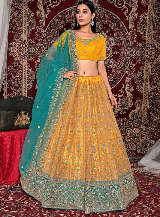 New Semi Stitiched Netted Lehenga Choli