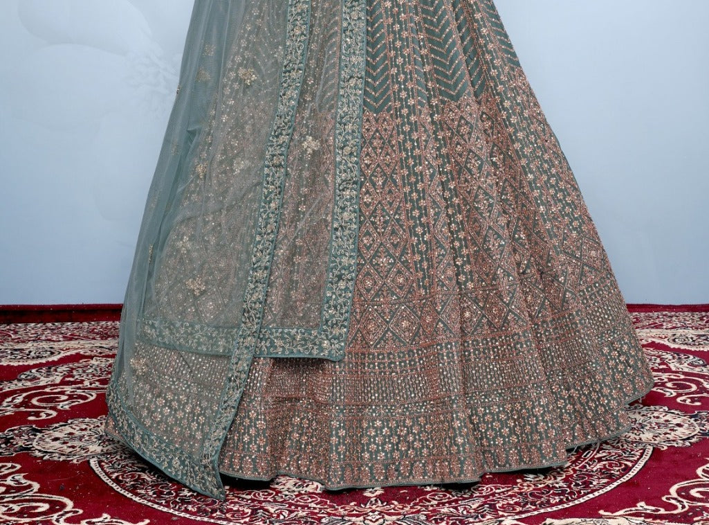 New Semi Stitiched Netted Lehenga Choli