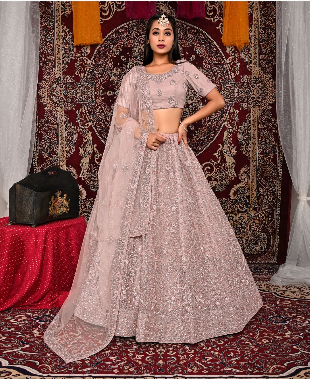 New Semi Stitiched Netted Lehenga Choli