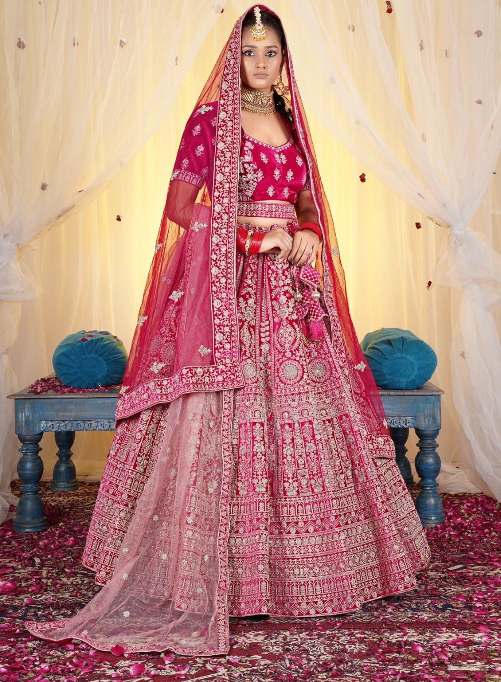 New Semi Stitiched Netted Lehenga Choli