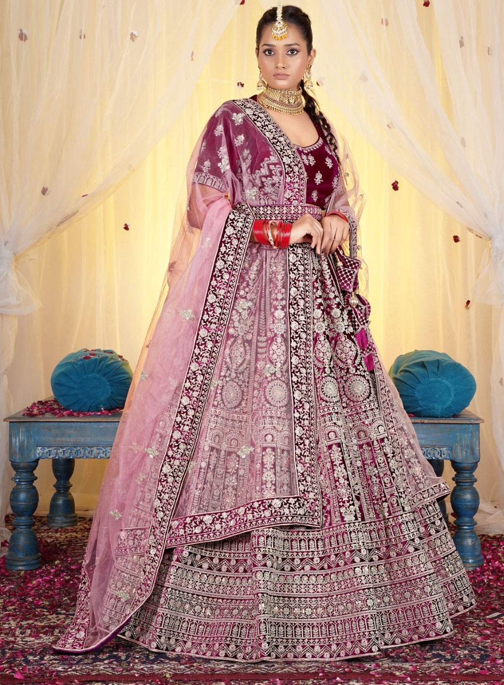 New Semi Stitiched Netted Lehenga Choli