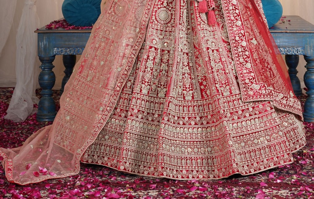 New Semi Stitiched Netted Lehenga Choli