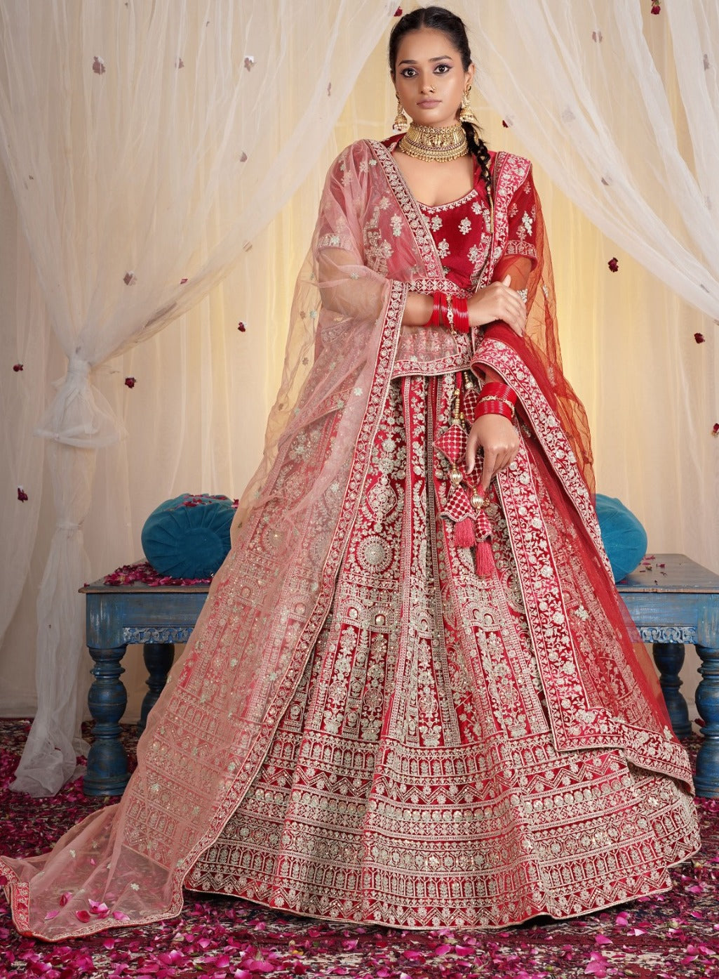 New Semi Stitiched Netted Lehenga Choli