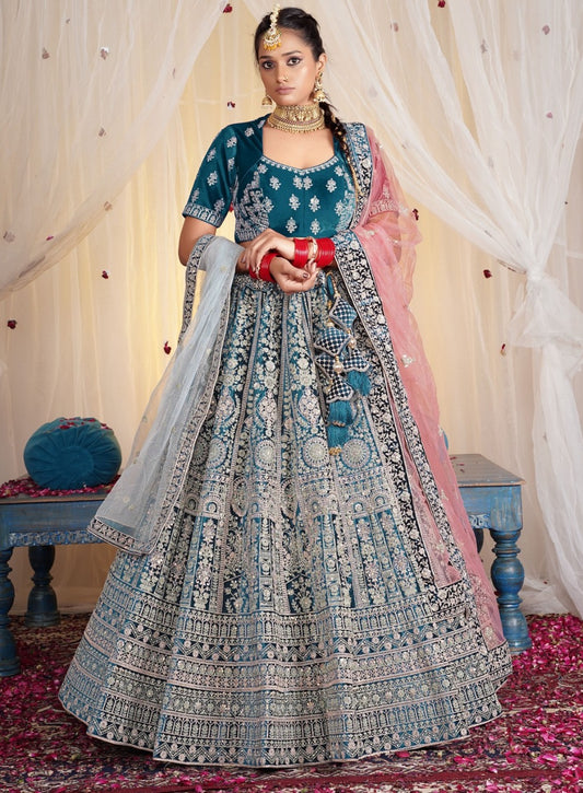 New Semi Stitiched Netted Lehenga Choli