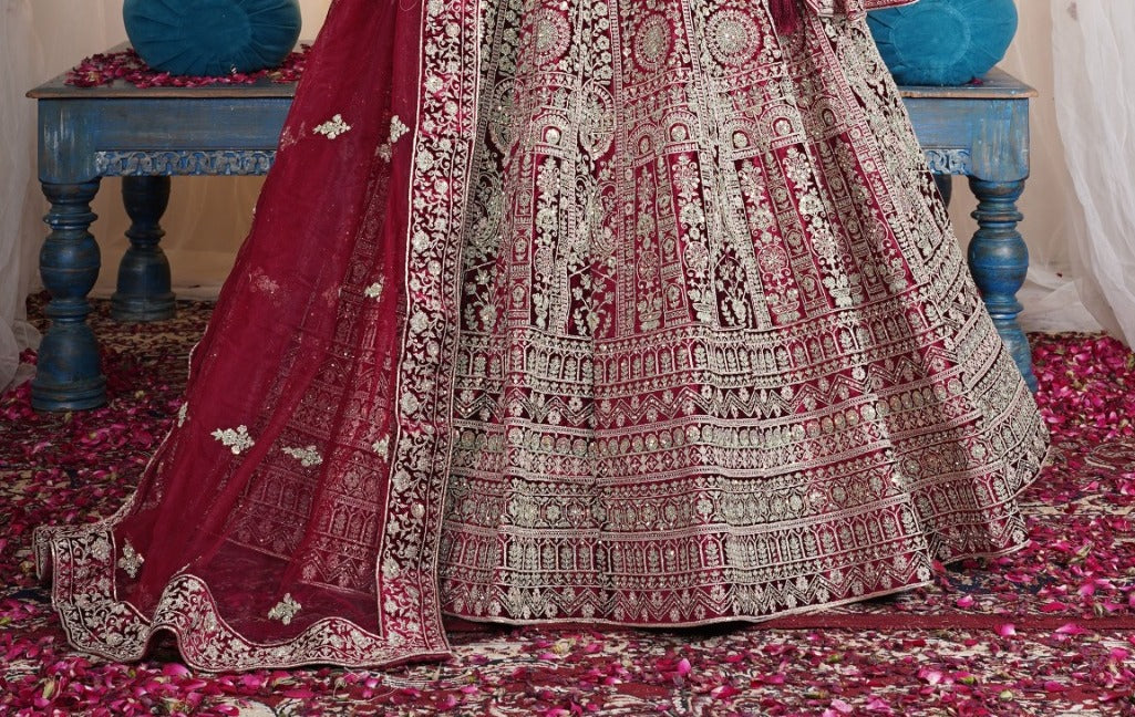 New Semi Stitiched Netted Lehenga Choli