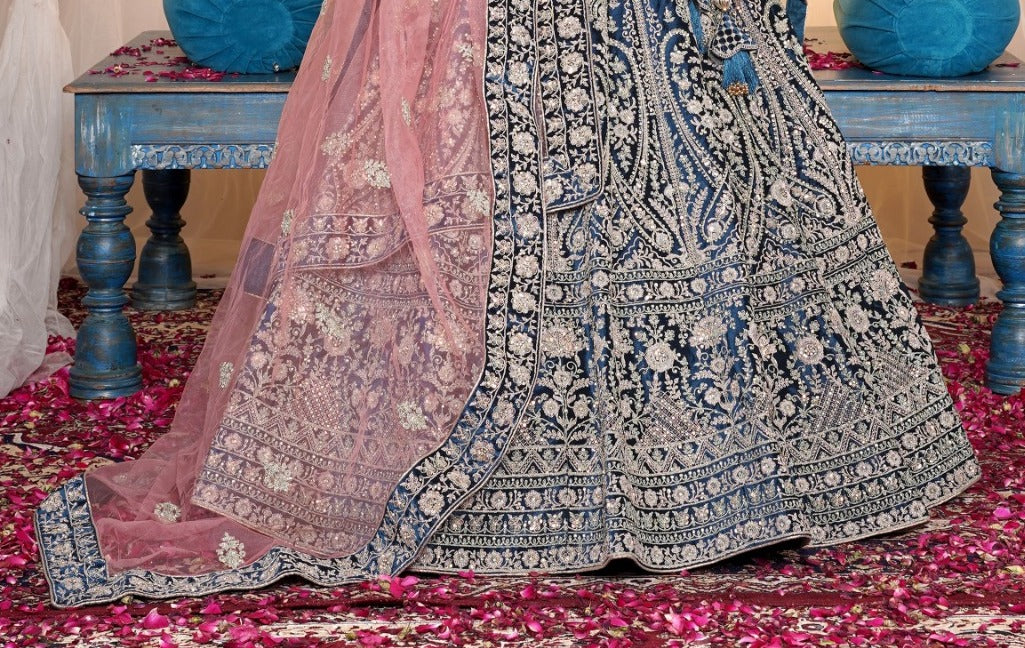 New Semi Stitiched Netted Lehenga Choli