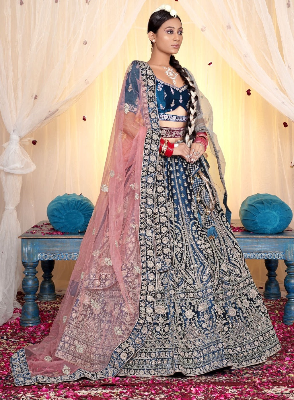 New Semi Stitiched Netted Lehenga Choli