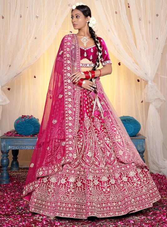 New Semi Stitiched Netted Lehenga Choli