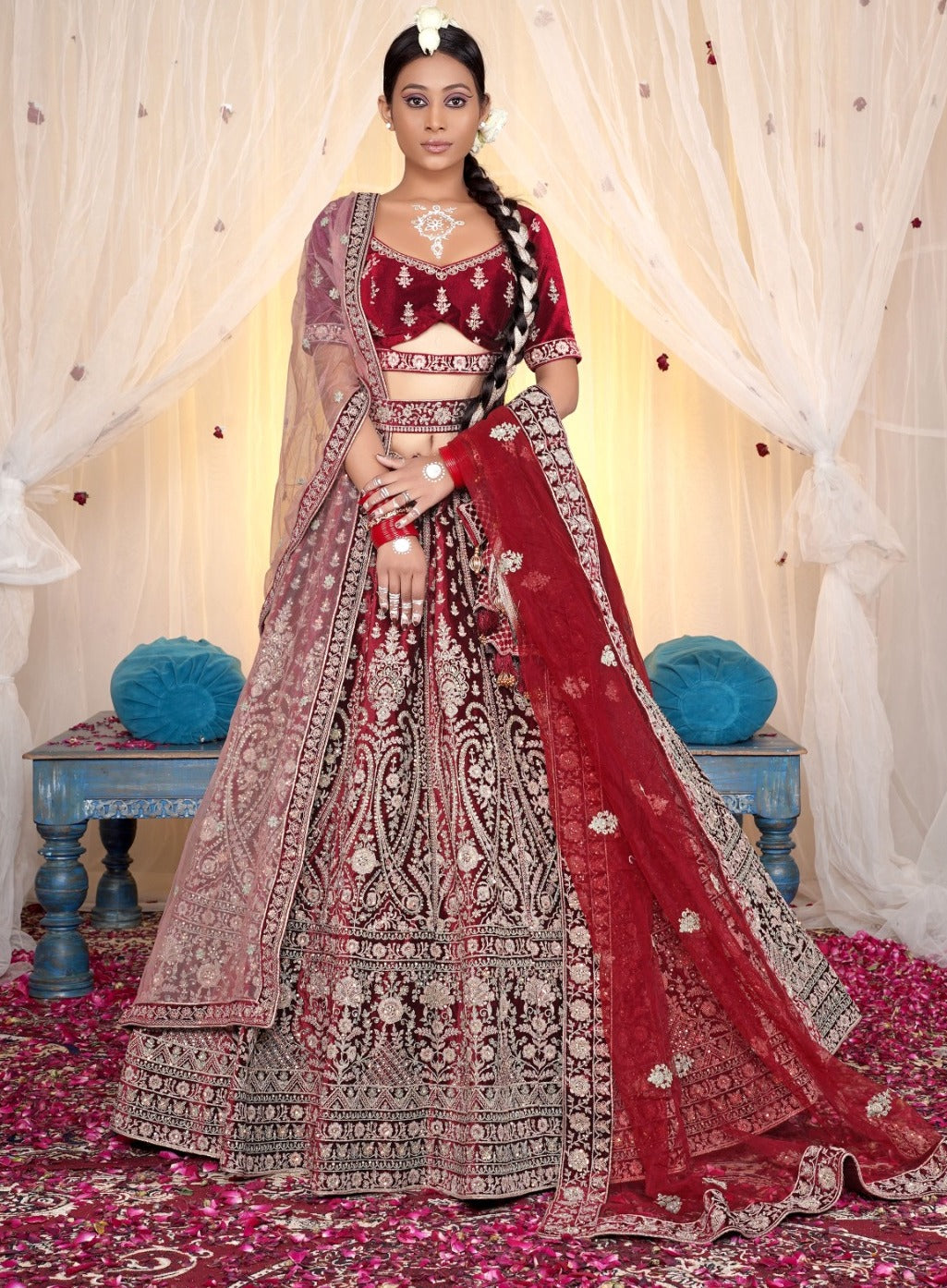 New Semi Stitiched Netted Lehenga Choli