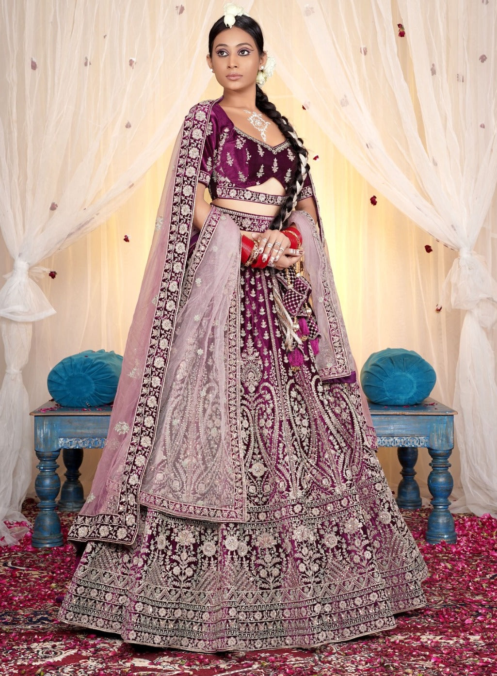 New Semi Stitiched Netted Lehenga Choli