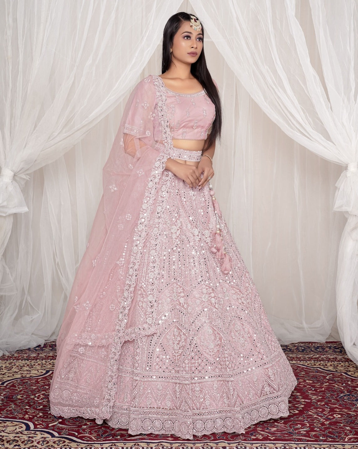 New Semi Stitiched Netted Lehenga Choli