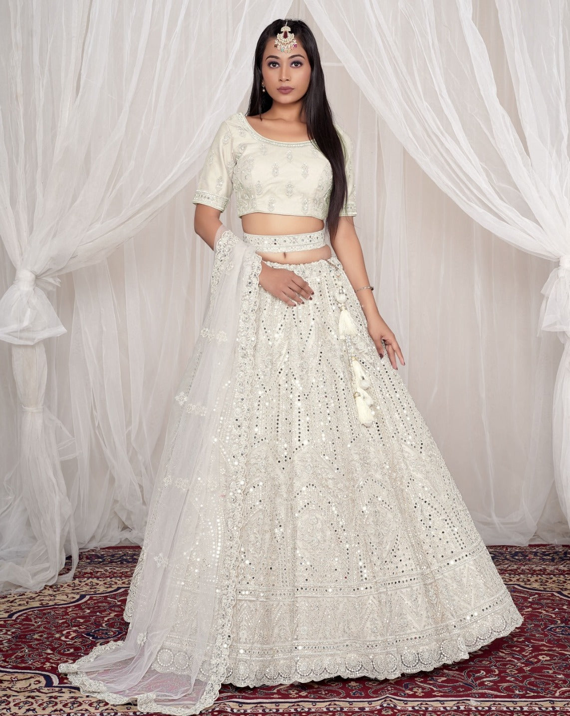 New Semi Stitiched Netted Lehenga Choli