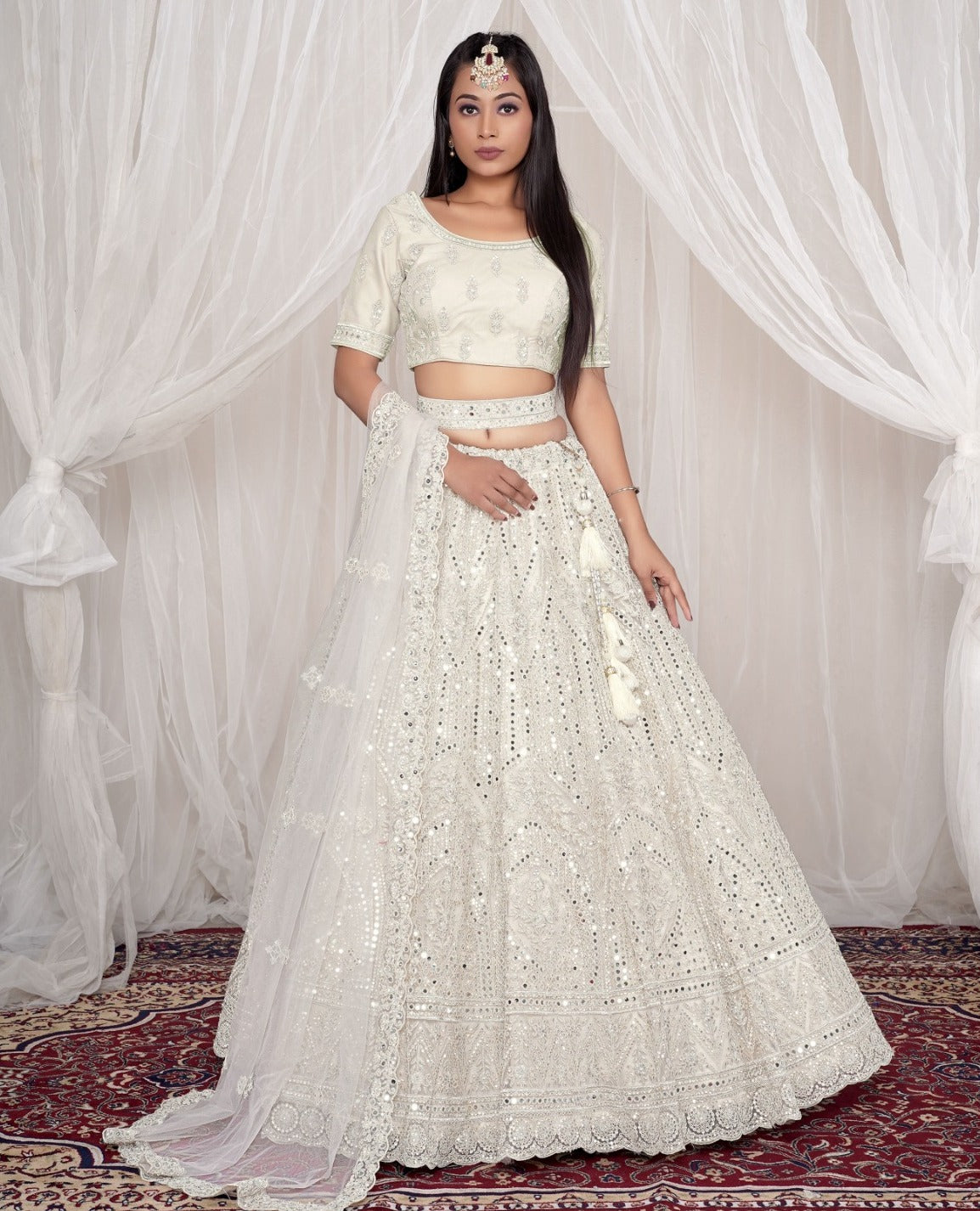 New Semi Stitiched Netted Lehenga Choli