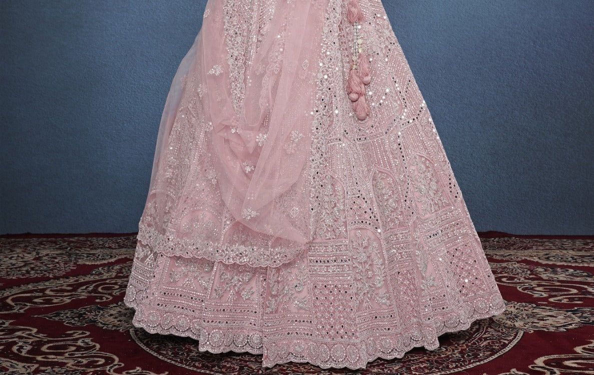 New Semi Stitiched Netted Lehenga Choli