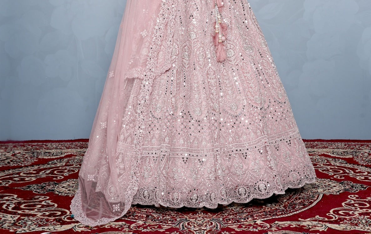 New Semi Stitiched Netted Lehenga Choli