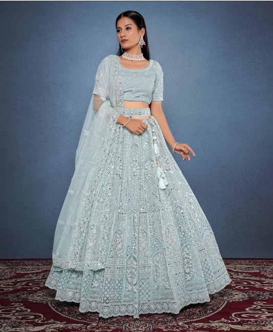 New Semi Stitiched Netted Lehenga Choli