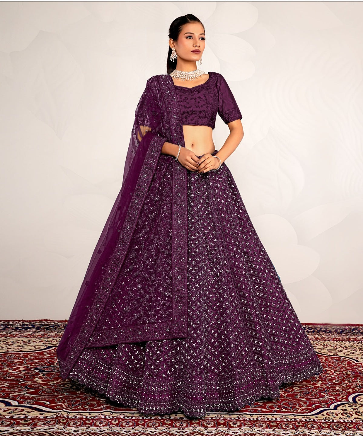 New Semi Stitiched Netted Lehenga Choli