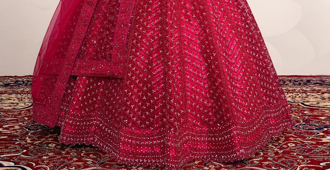 New Semi Stitiched Netted Lehenga Choli