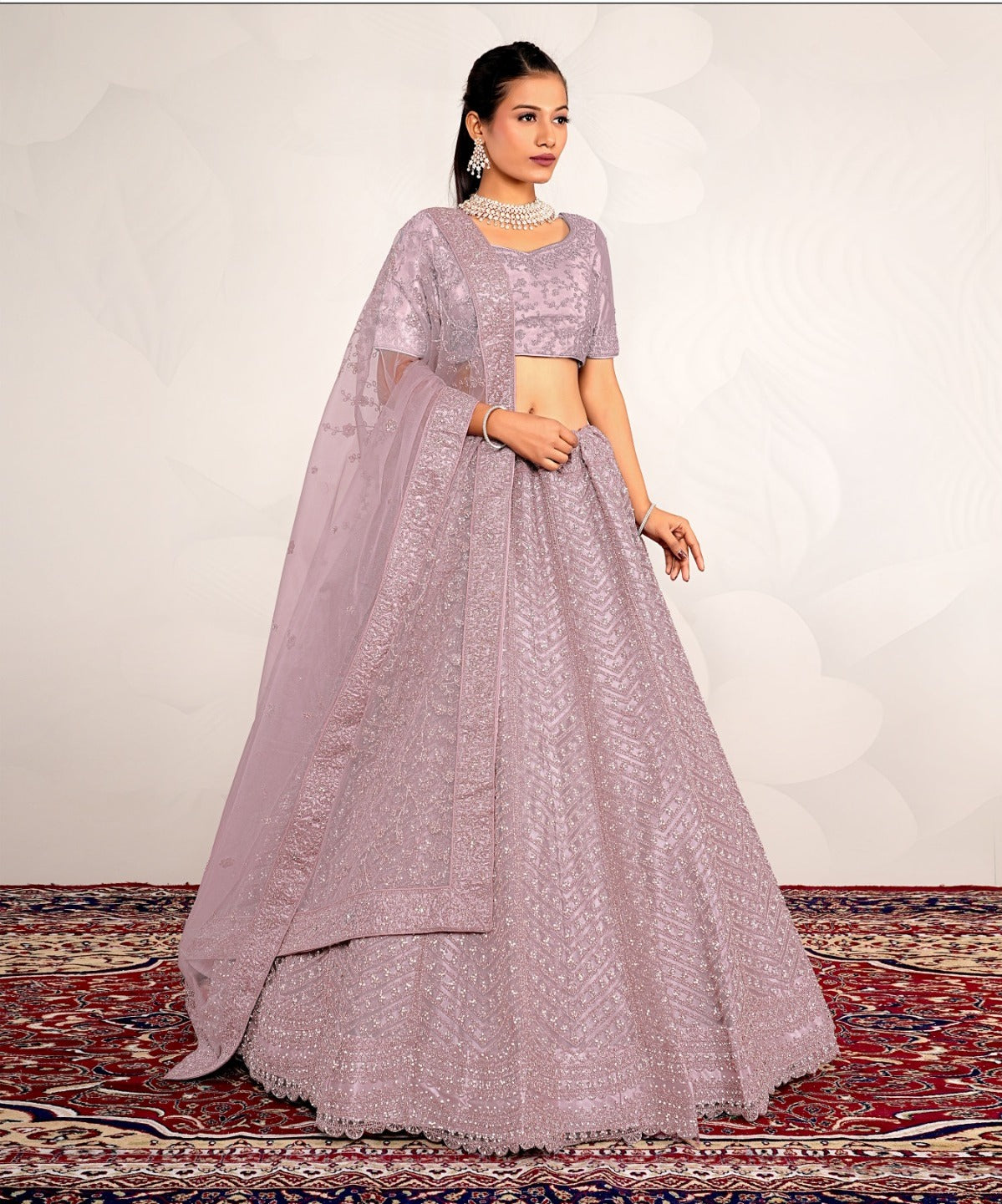 New Semi Stitiched Netted Lehenga Choli