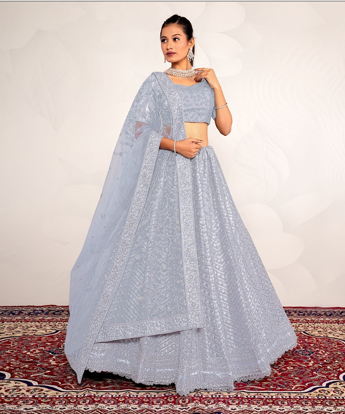 New Semi Stitiched Netted Lehenga Choli