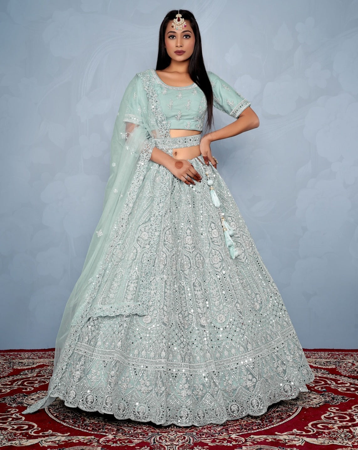 New Semi Stitiched Netted Lehenga Choli