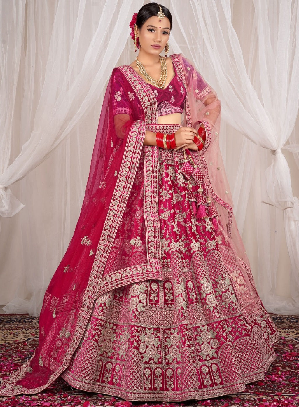 New Semi Stitiched Netted Lehenga Choli