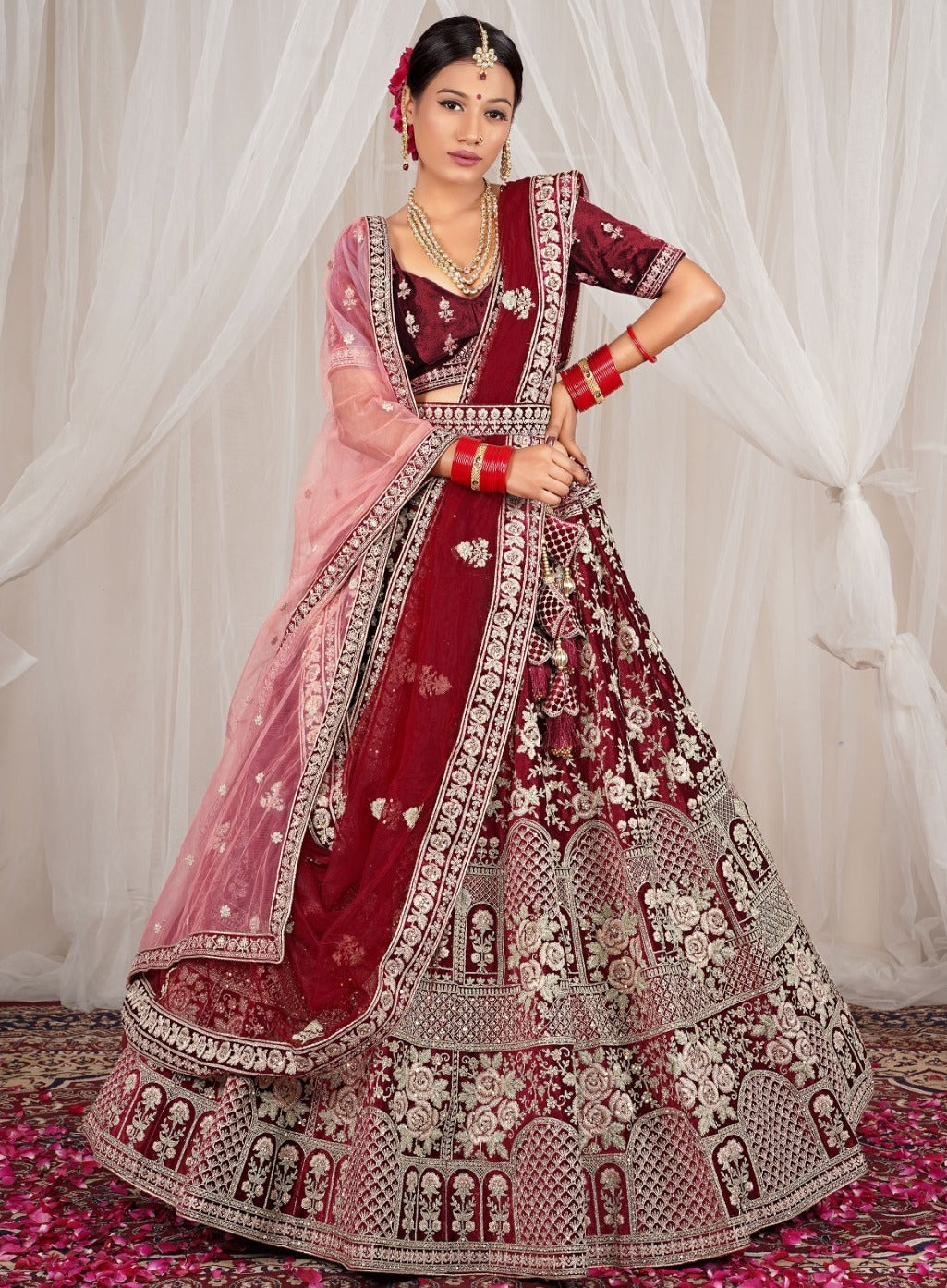 New Semi Stitiched Netted Lehenga Choli