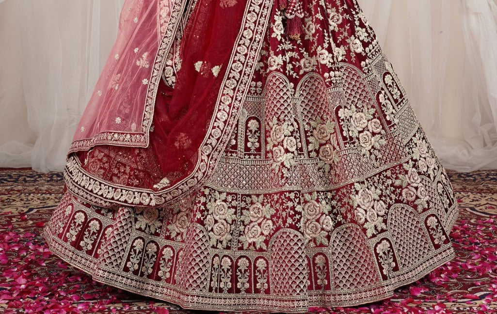 New Semi Stitiched Netted Lehenga Choli