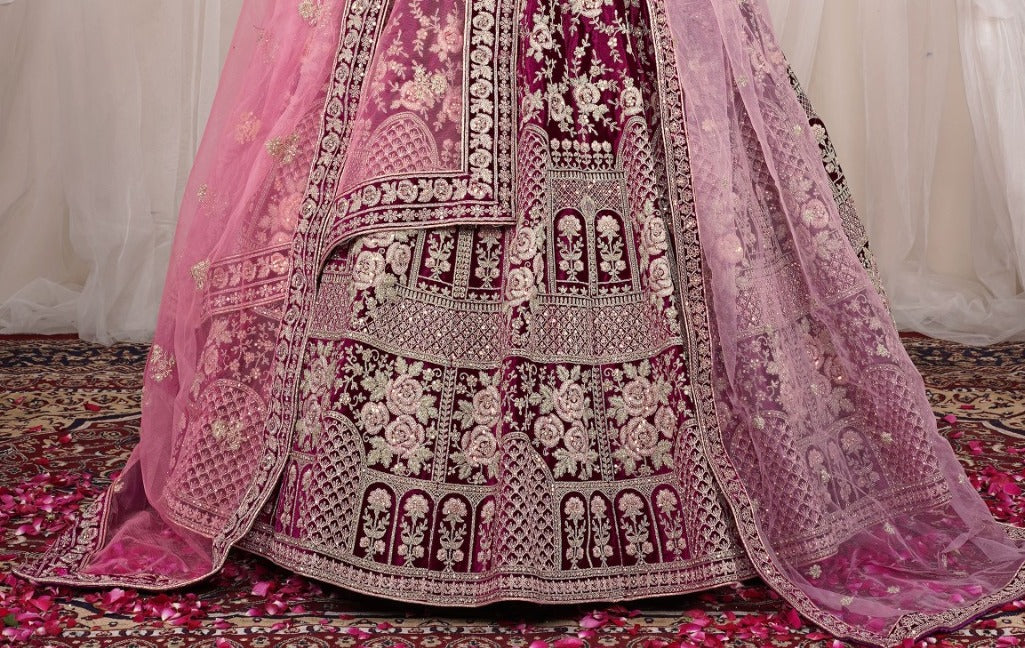 New Semi Stitiched Netted Lehenga Choli