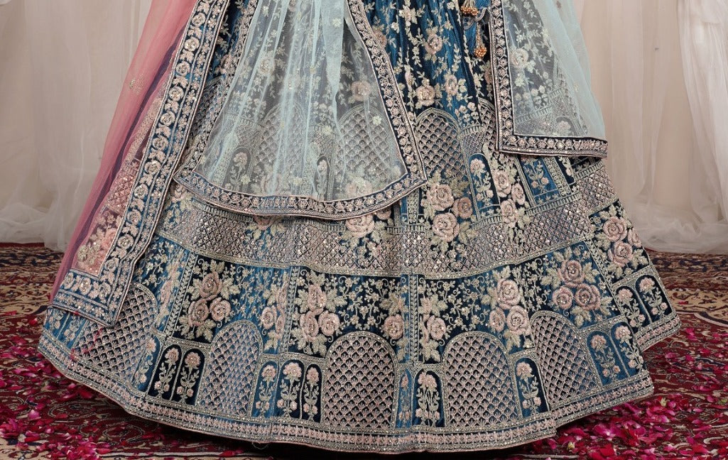 New Semi Stitiched Netted Lehenga Choli