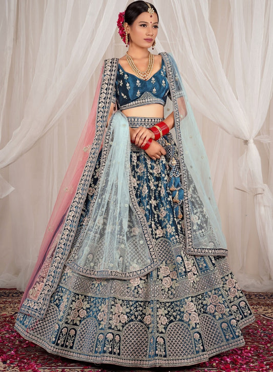 New Semi Stitiched Netted Lehenga Choli