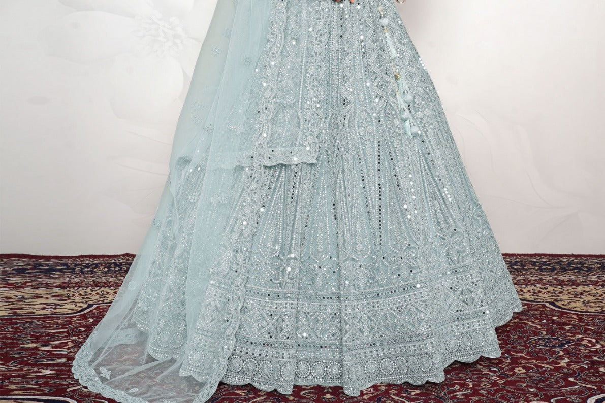 New Semi Stitiched Netted Lehenga Choli