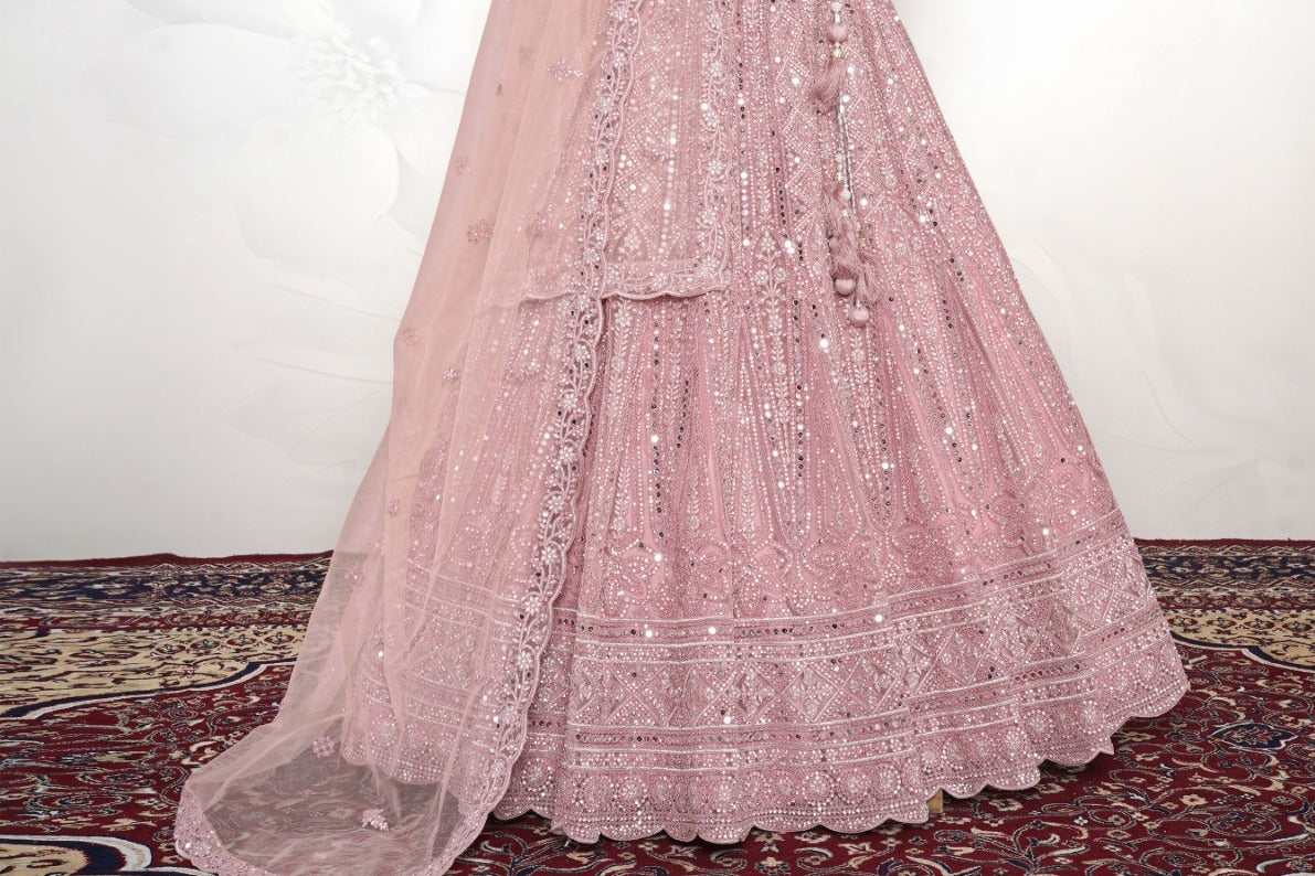 New Semi Stitiched Netted Lehenga Choli