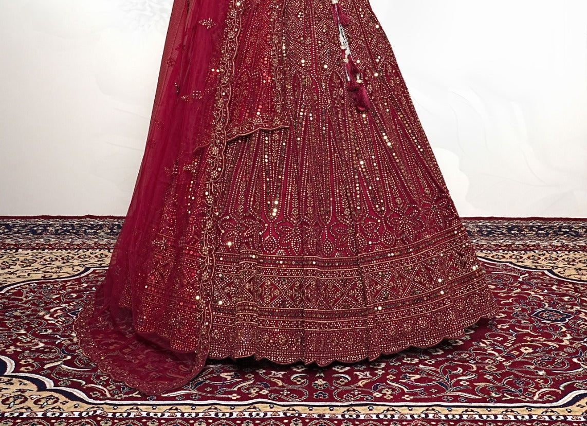 New Semi Stitiched Netted Lehenga Choli