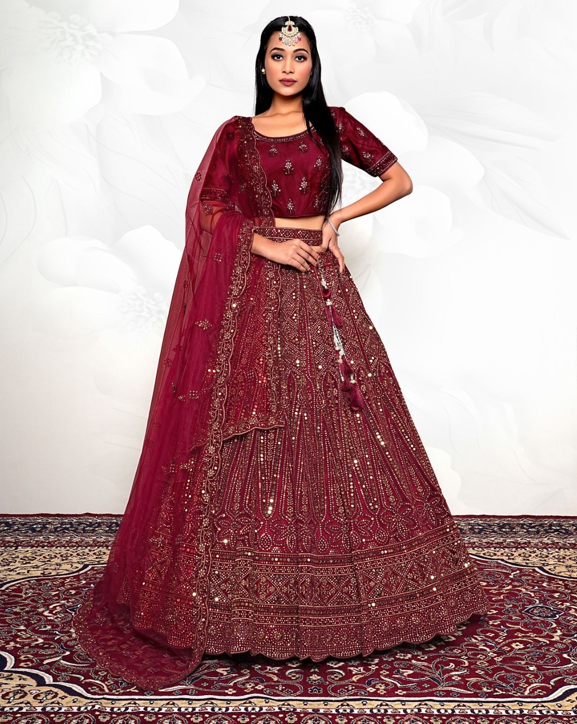 New Semi Stitiched Netted Lehenga Choli