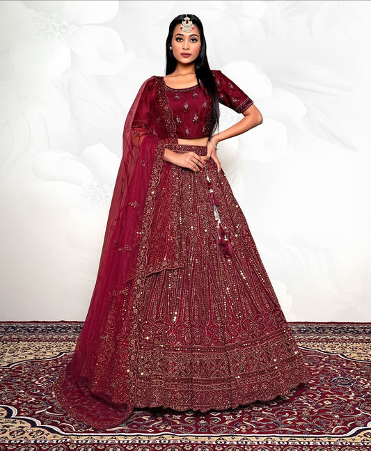 New Semi Stitiched Netted Lehenga Choli